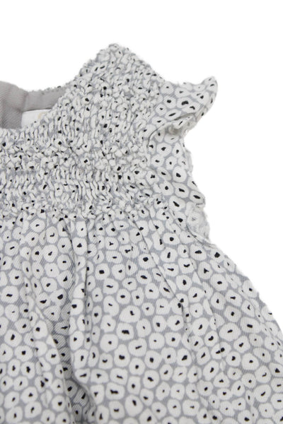 Chloe Girls Cotton Smocked Detail Spotted Dress Gray Size 3 Months
