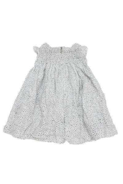 Chloe Girls Cotton Smocked Detail Spotted Dress Gray Size 3 Months