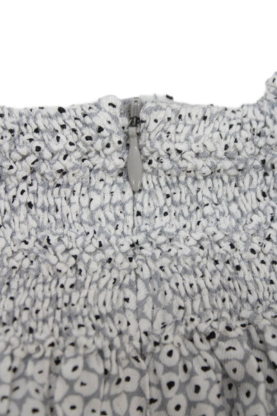 Chloe Girls Cotton Smocked Detail Spotted Dress Gray Size 3 Months