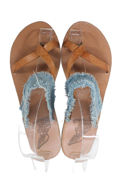 Ancient Greek Sandals Womens Slide On Toe Ring Sandals Beige Size 38 8