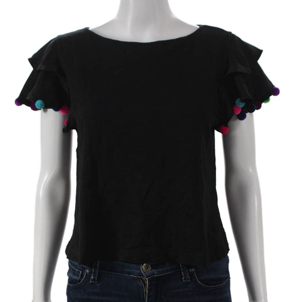 Pitusa Women Basic Pima Cotton Boat Neck Tee Black Size One Size