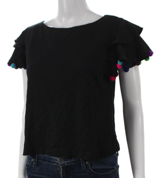 Pitusa Women Basic Pima Cotton Boat Neck Tee Black Size One Size