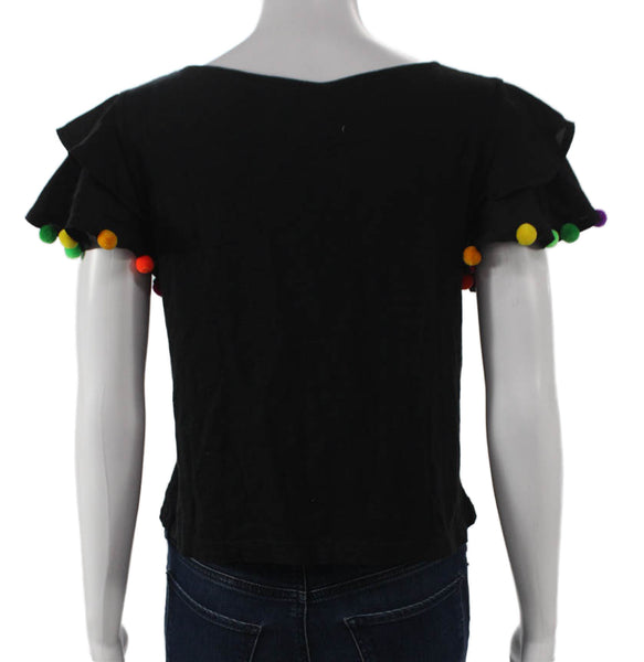 Pitusa Women Basic Pima Cotton Boat Neck Tee Black Size One Size