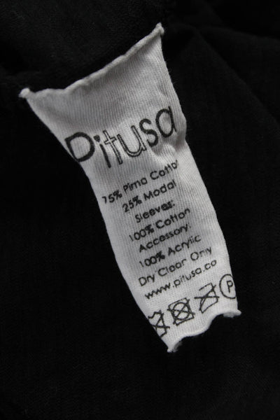 Pitusa Women Basic Pima Cotton Boat Neck Tee Black Size One Size