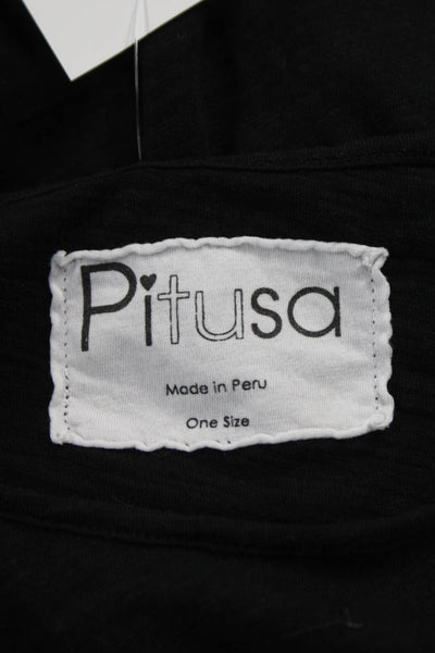 Pitusa Women Basic Pima Cotton Boat Neck Tee Black Size One Size