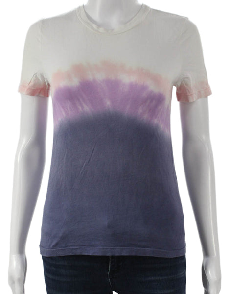 A.L.C. Women Multicolor Cotton Crew Neck Basic T-Shirt Short Sleeve Size XS