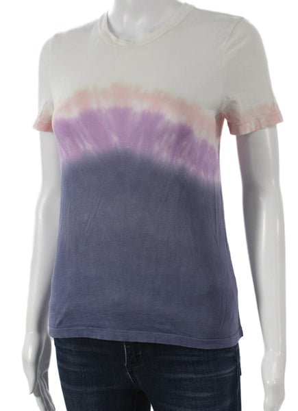 A.L.C. Women Multicolor Cotton Crew Neck Basic T-Shirt Short Sleeve Size XS