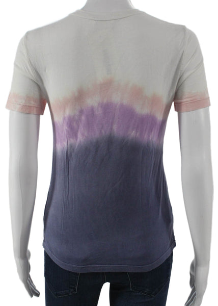 A.L.C. Women Multicolor Cotton Crew Neck Basic T-Shirt Short Sleeve Size XS