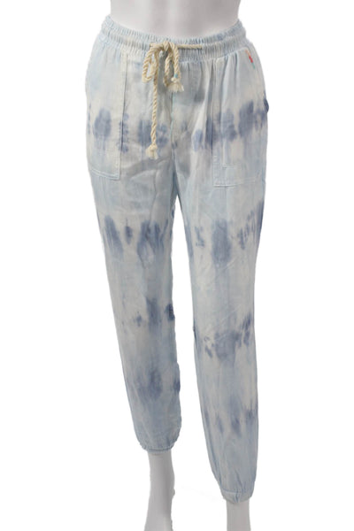 Vintage Havana Women Jogger Pants Tie Dye Tencel Drawstring Blue Size S