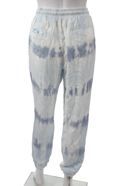 Vintage Havana Women Jogger Pants Tie Dye Tencel Drawstring Blue Size S