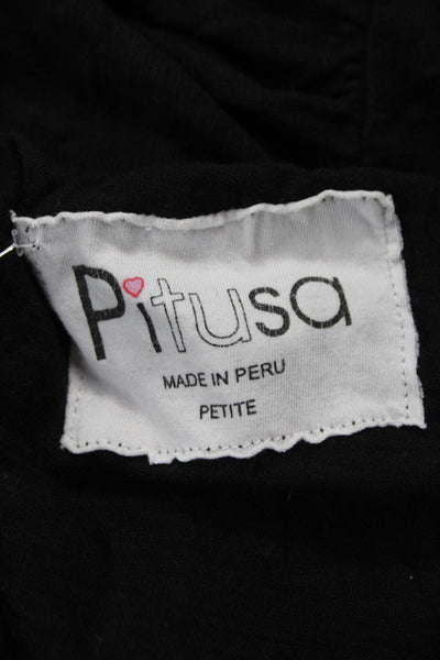Pitusa Womens Black Pima Cotton Shift Dress Scoop Neck Short Sleeve Size PP