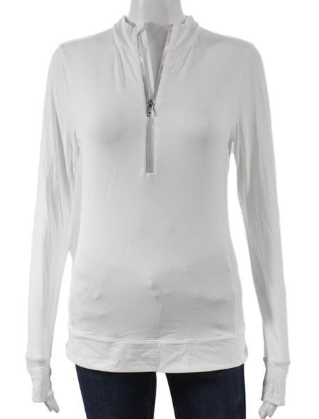 Greyson Womens Half Zip Mock Neck Long Sleeve Active Top White Size M