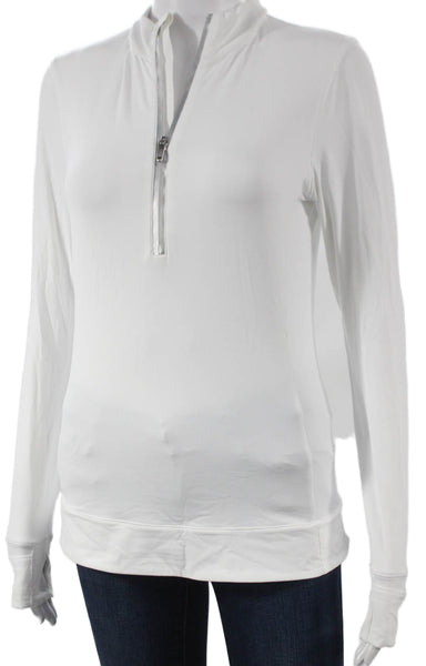 Greyson Womens Half Zip Mock Neck Long Sleeve Active Top White Size M