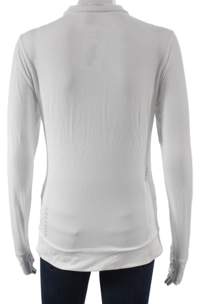 Greyson Womens Half Zip Mock Neck Long Sleeve Active Top White Size M