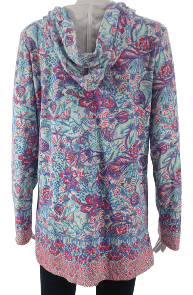 Lilly Pulitzer Women Tunic T-Shirt Multicolor Floral V-Neck Long Sleeve Size M