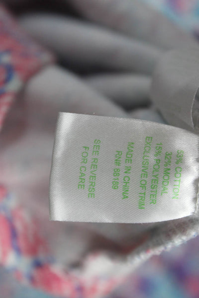 Lilly Pulitzer Women Tunic T-Shirt Multicolor Floral V-Neck Long Sleeve Size M
