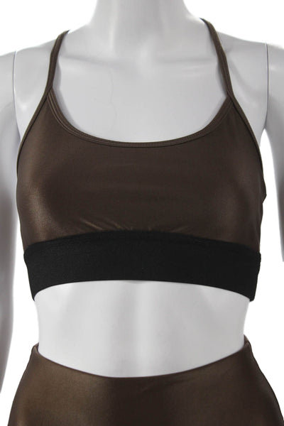 Noli Women Nylon Leggings Brown Scoop Neck Sleeveless Outfit Set Size XS