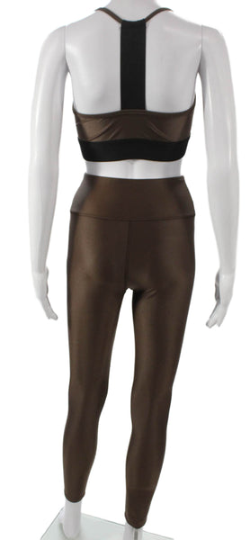 Noli Women Nylon Leggings Brown Scoop Neck Sleeveless Outfit Set Size XS