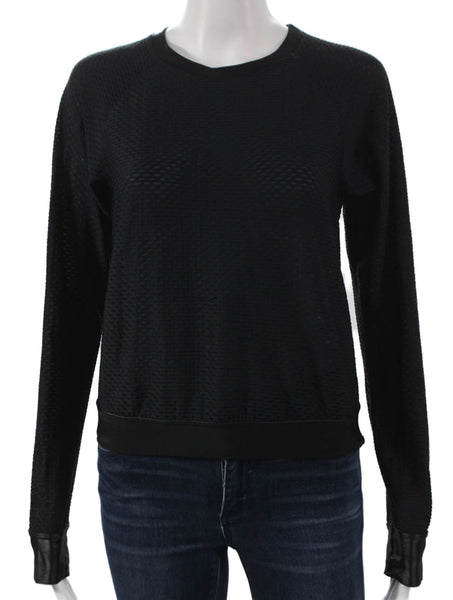 Koral Womens Black Geometric Crew Neck Pullover Sweatshirt Size XS