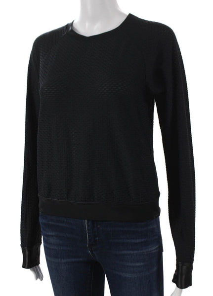 Koral Womens Black Geometric Crew Neck Pullover Sweatshirt Size XS