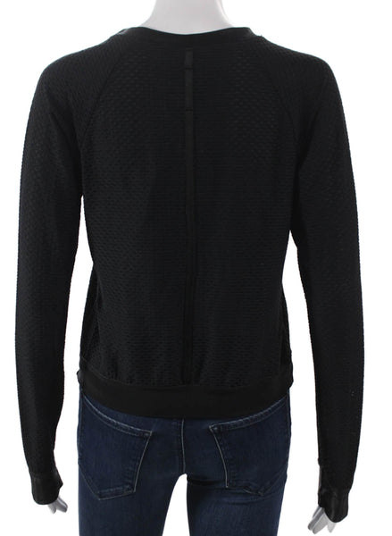 Koral Womens Black Geometric Crew Neck Pullover Sweatshirt Size XS