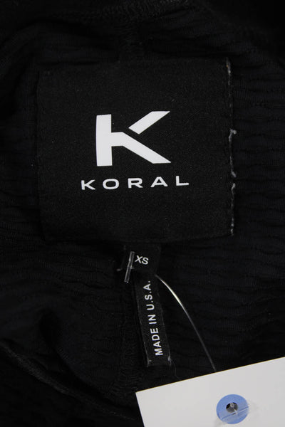 Koral Womens Black Geometric Crew Neck Pullover Sweatshirt Size XS