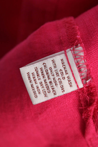 JM Collection Womens Pink Linen Collared Basic Button-Up 3/4 Sleeve Size 6P