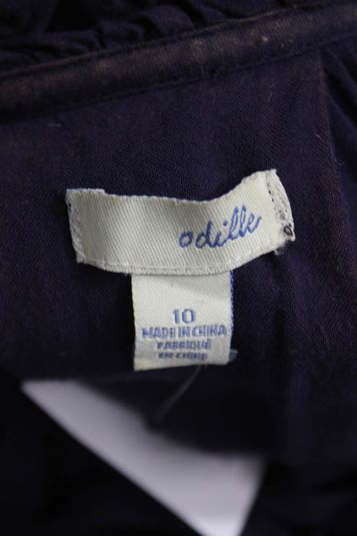 Odille Anthropologie Women Tunic High Neck Short Sleeve Blue Tie Size 10