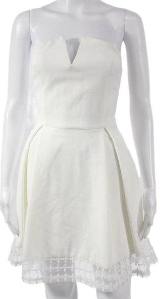 L'atiste Womens Fit & Flare Sleeveless V-Neck White Polyester Dress Size S