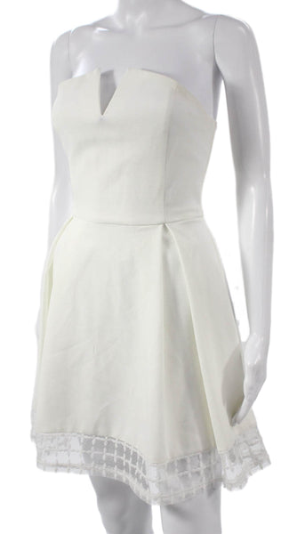 L'atiste Womens Fit & Flare Sleeveless V-Neck White Polyester Dress Size S