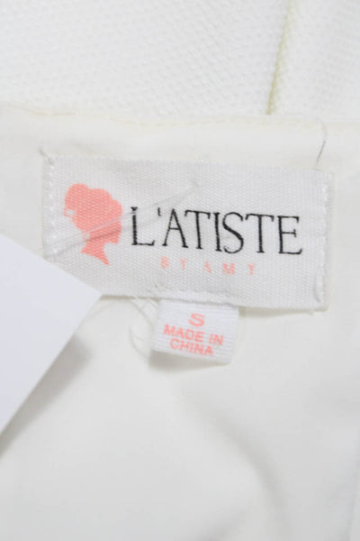 L'atiste Womens Fit & Flare Sleeveless V-Neck White Polyester Dress Size S