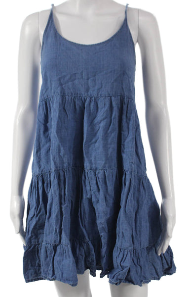 Rails Womens Sundress Blue Lyocell Scoop Neck Tie Waist Petite Size S