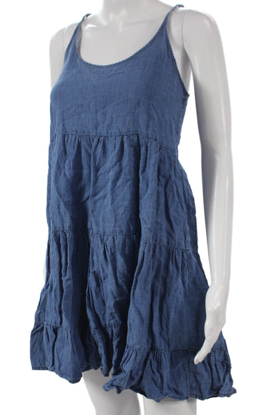 Rails Womens Sundress Blue Lyocell Scoop Neck Tie Waist Petite Size S