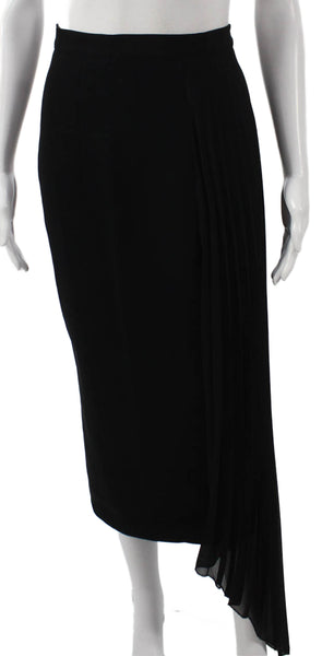 Ozlem Suer Womens Black Straight Pencil Midi Skirt Polyester Zip Size 6
