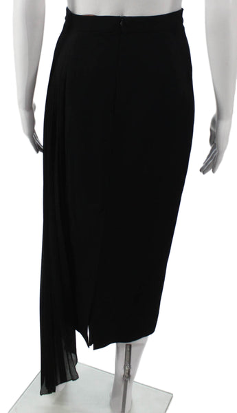 Ozlem Suer Womens Black Straight Pencil Midi Skirt Polyester Zip Size 6