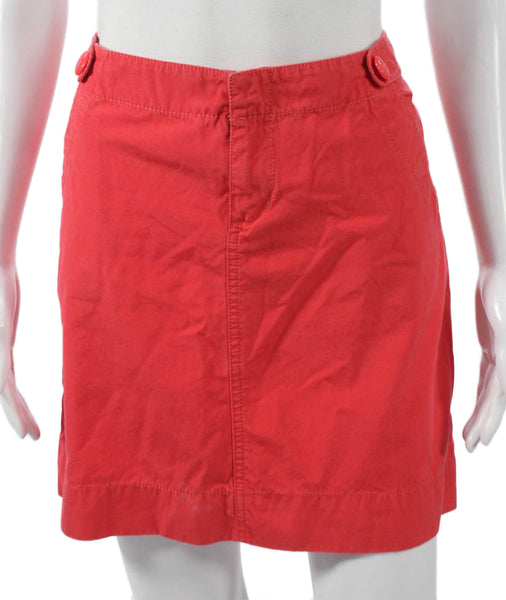 Lilly Pulitzer Women Straight Pencil Skirt Red Cotton Button Short Size 4