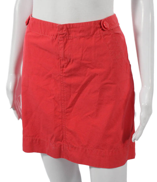 Lilly Pulitzer Women Straight Pencil Skirt Red Cotton Button Short Size 4