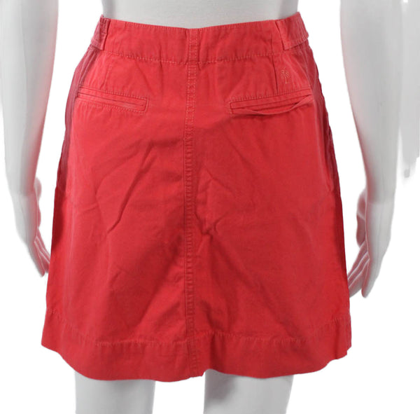 Lilly Pulitzer Women Straight Pencil Skirt Red Cotton Button Short Size 4