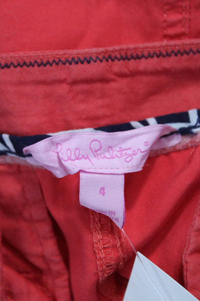 Lilly Pulitzer Women Straight Pencil Skirt Red Cotton Button Short Size 4