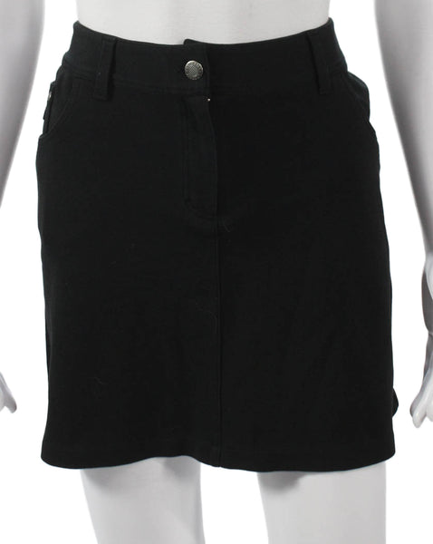 Lacoste Women Straight Pencil Skirt Black Button 65% Cotton Size 40