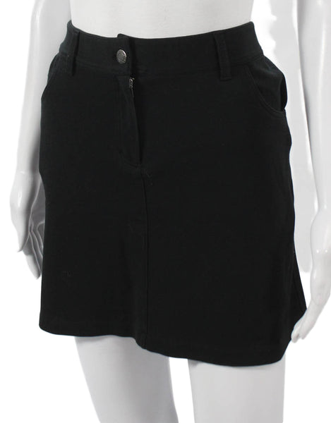 Lacoste Women Straight Pencil Skirt Black Button 65% Cotton Size 40