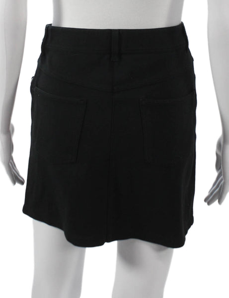 Lacoste Women Straight Pencil Skirt Black Button 65% Cotton Size 40