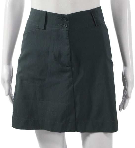 Nike Golf Womens Petite Mini Skirt Green Polyester Button Solid Size 6