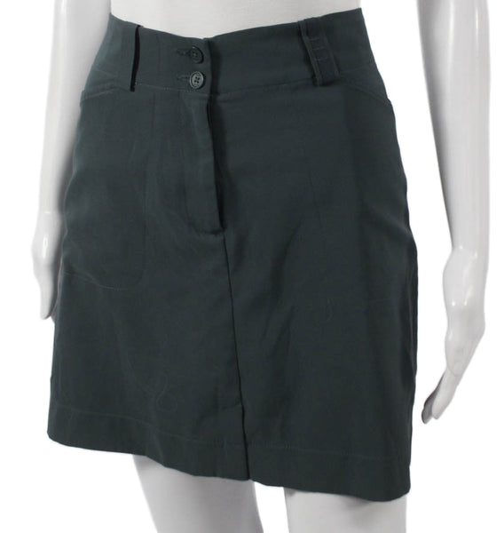 Nike Golf Womens Petite Mini Skirt Green Polyester Button Solid Size 6