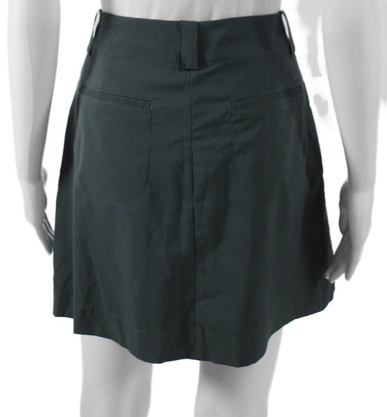 Nike Golf Womens Petite Mini Skirt Green Polyester Button Solid Size 6