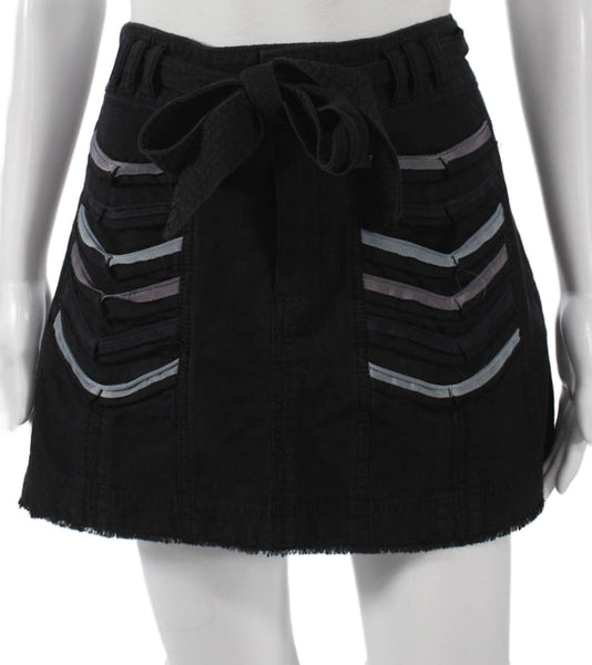 Marc Jacobs Women A-Line Skirt Black Cotton Button Short Size 4