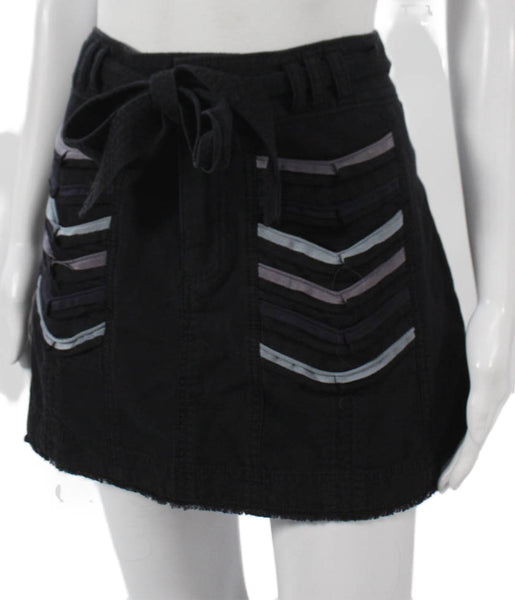 Marc Jacobs Women A-Line Skirt Black Cotton Button Short Size 4
