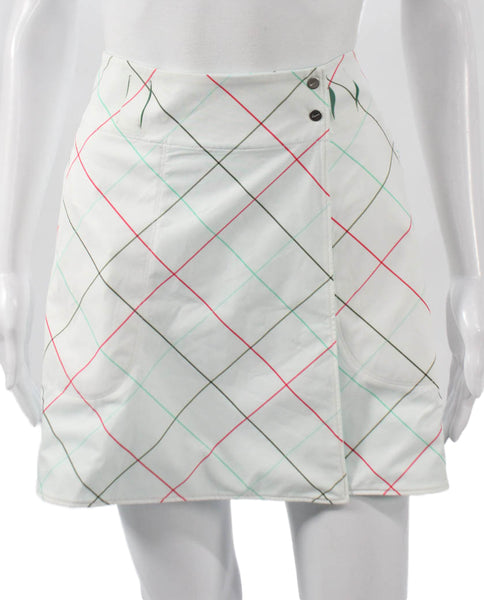 Nike Womens Mini Plaid Polyester Skirt White Short Size 6