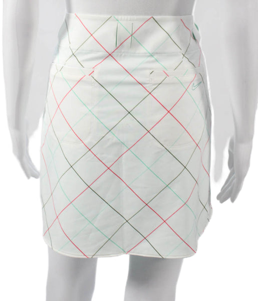 Nike Womens Mini Plaid Polyester Skirt White Short Size 6