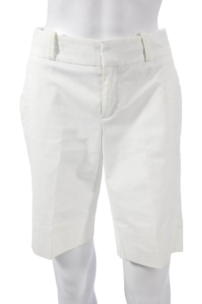 Banana Republic Women Bermuda Shorts White Cotton Zip Size 6